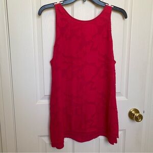 Tomato girl Red Chiffon Lined Sleeveless Tunic Top Resort Core